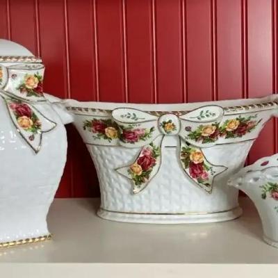 Royal Albert "Old Country Roses" Cookie Jar & Baskets