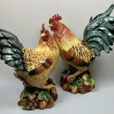 Fitz & Floyd Country Gourmet Hen & Rooster Figurine Set