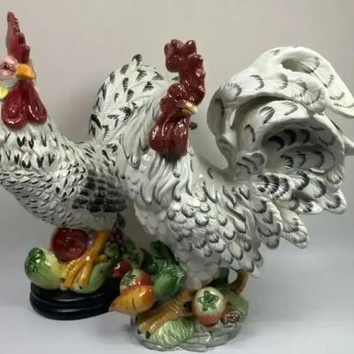 J. Wilfred Majolica Rooster and Hen