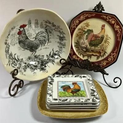 Rooster-Themed Decorative Plates