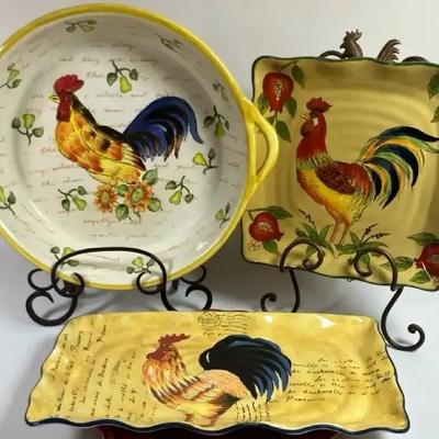 "Roosters" Serving Dishes