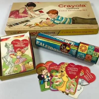 Blast from the Past! Valentine's Cards, Crayola Crayon Set & Kaleidoscope 