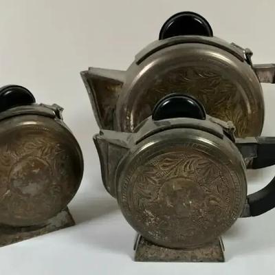 Art Deco Teapot, Sugar & Creamer Set