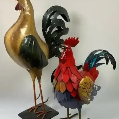 Decorative Metal Hen & Rooster