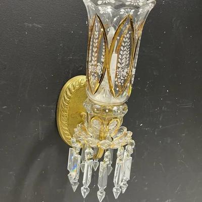 Gold Finish Crystal Wall Sconce