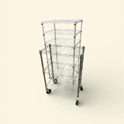 Mobile Chrome & Adjustable 4-Tier Steel Wire Shelving Units