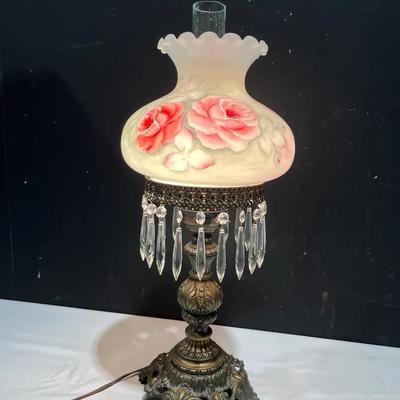 Victorian Style Handpainted Hurricane Parlor Gone With The Wind Lamp 