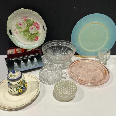 Vintage Antique China, Crystal, Pink Depression Cake Plate & More