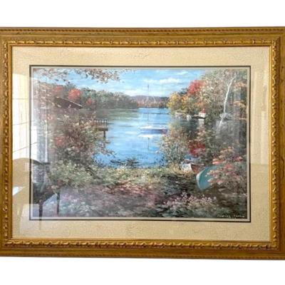 Framed Serene Boat Scene (45”x35”)