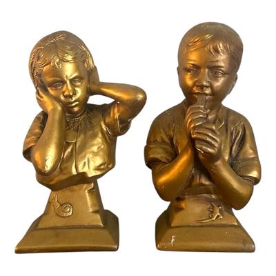 Vintage Esco Chalkware Brother & Sister Bookends