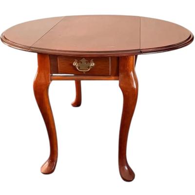 Queen Anne Style Wooden Drop Leaf Side Table 