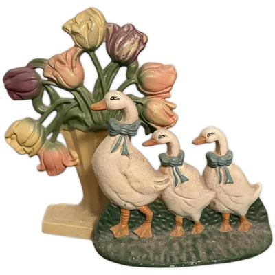 Cast Iron Tulips & Mother Goose Doorstops 