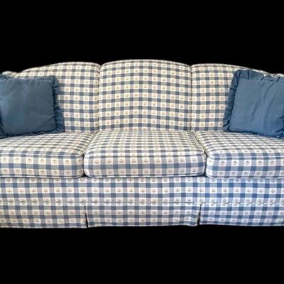 Blue Gingham Floral Sleeper Sofa 