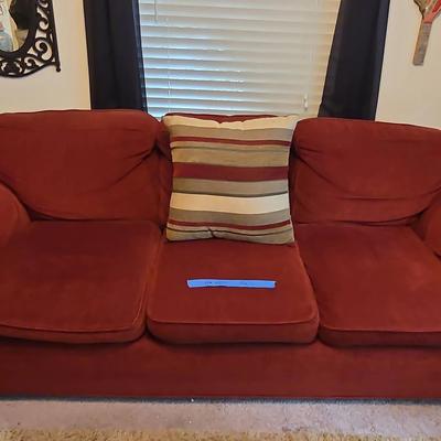 6 Ft Wide Maroon Sofa Couch
