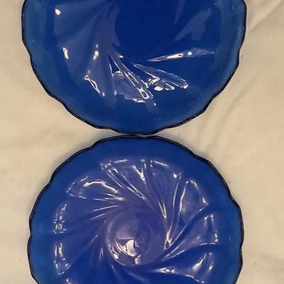 Set Of 10 Cobalt Glass Dinner Plates 