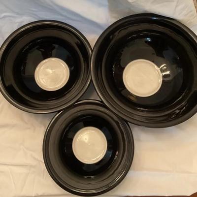 Set Of 6 Black Glass Bowls