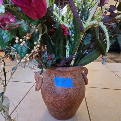 12 Inch By 11 Inch Ceramic Vase With Flowers