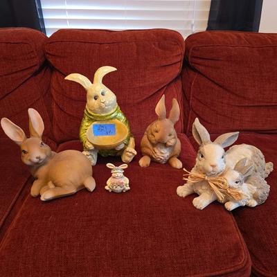 5 Piece Assorted Easter Bunny Set Statues