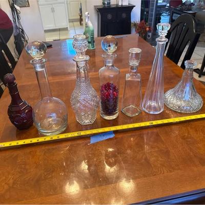 Seven Glass Decanters