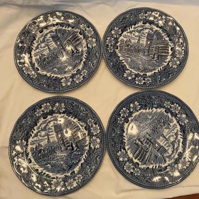 Set Of 4 Coaching Taverns 8" Plate 