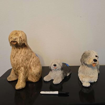 3 Assorted Dog Decor Statues 