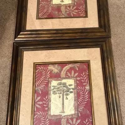 Set Of Two Framed Palm Tree Prints 20 X 24 Each
