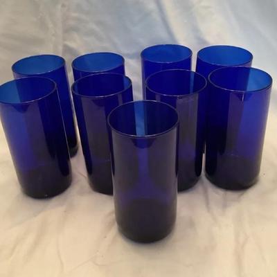 Set Of 9 Cobalt Glassware Drinking Cups