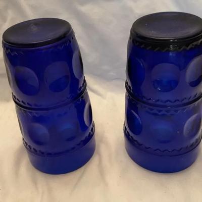 Set Of 2 Cobalt Vintage Tiara/Colony Glass King's Cups 