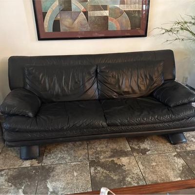 Black leather sofa 81 x 39 x 33