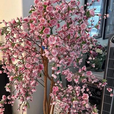 63 Inch Faux, Pink Flowered Tree