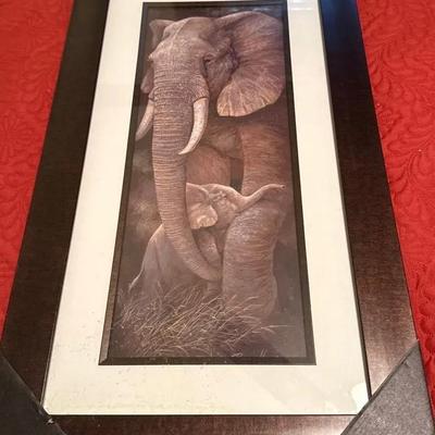 Framed elephant print 16 x 32