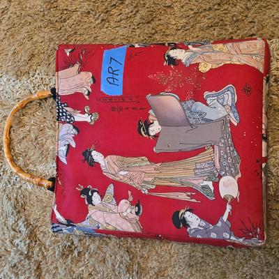 12 Inch By 15 In Asian Handbag With Bamboo Handles