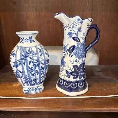 Blue and white themed decor