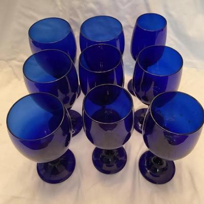 Set Of 9 Cobalt Drinking Class Cups