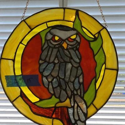 15-in Stained Glass Owl Hanging Decor