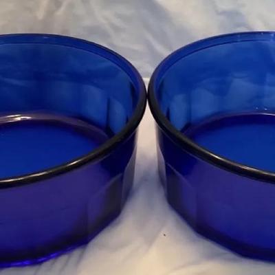 Set Of 2 Cobalt Huge Glass Bowls