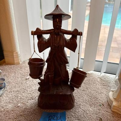 Wood Carved Mud Man, 14 Inches Tall