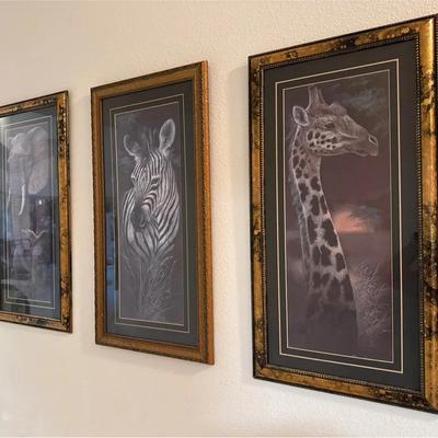 Set of three animal prints 13 x 25