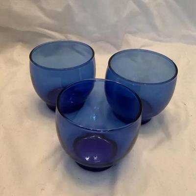 Set Of 3 Cobalt blue glass finger bowl