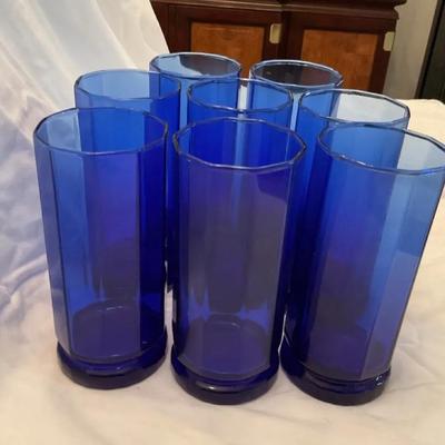 Set Of 8  Cobalt Glassware Cups