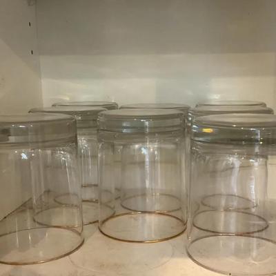 Set Of 8 Gold Rim Glasses