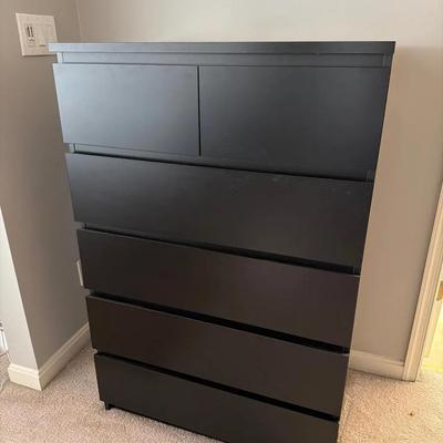 IKEA Black 6-Drawer Wood Upright Dresser