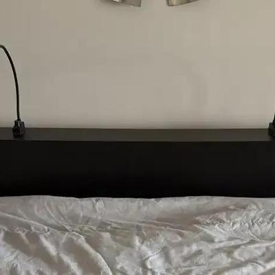 Black Wooden Headboard With Reading Lights