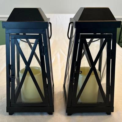 Pair Of Metal Candle Lanterns