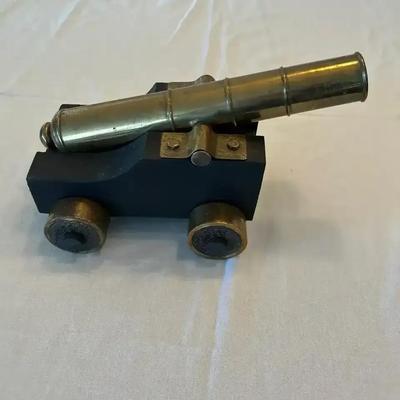 Decorative Model Brass And Wood Cannon