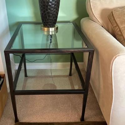 Pair Of Glass And Metal Accent/End Tables