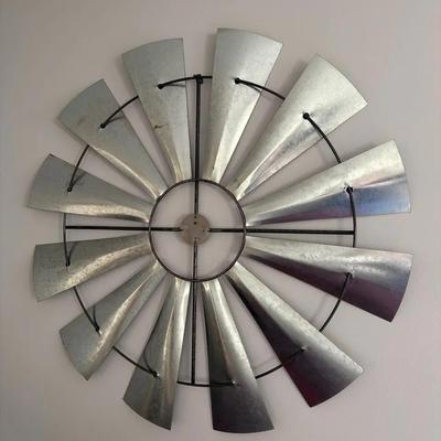 Galvanized Metal Windmill Wall Sculpture