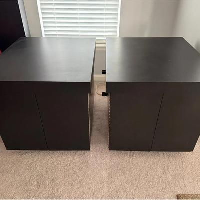 Pair of Black Wooden Bedside Tables 