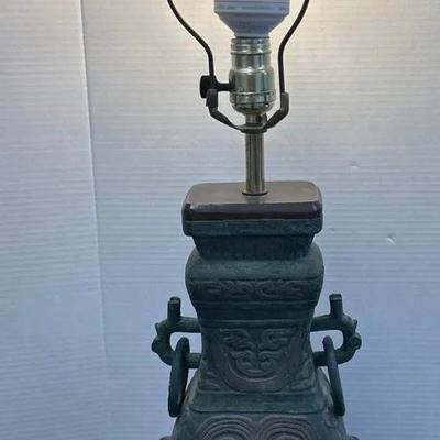 Vintage Cast Bronze Chinese Table Lamp