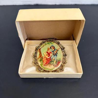 Antique Handpainted Brooch